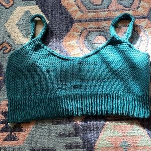 Teal blue handmade knot crop top bra size small